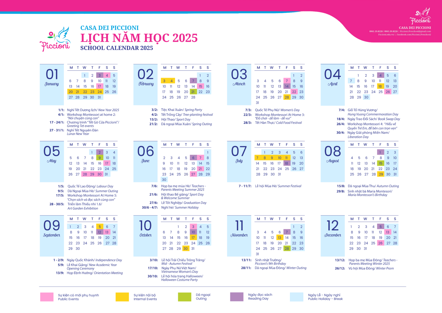 [picci] Lịch Năm Học 2025